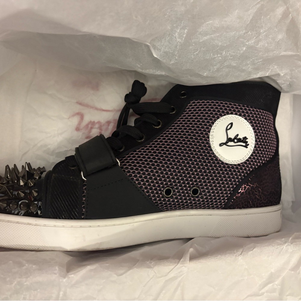 Christian Louboutin Lou Pik Black and Pink Sneakers
